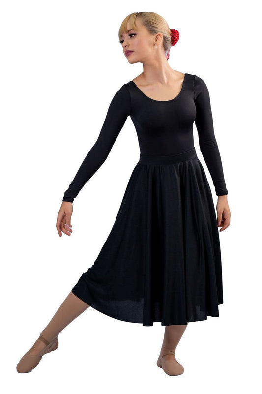 BELOW-THE-KNEE MATTE-FINISH CIRCLE SKIRT
