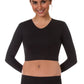 LONG SLEEVE V-NECK MIDRIFF TOP