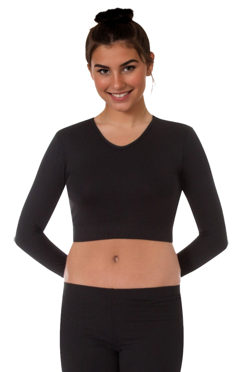 LONG SLEEVE V-NECK MIDRIFF TOP