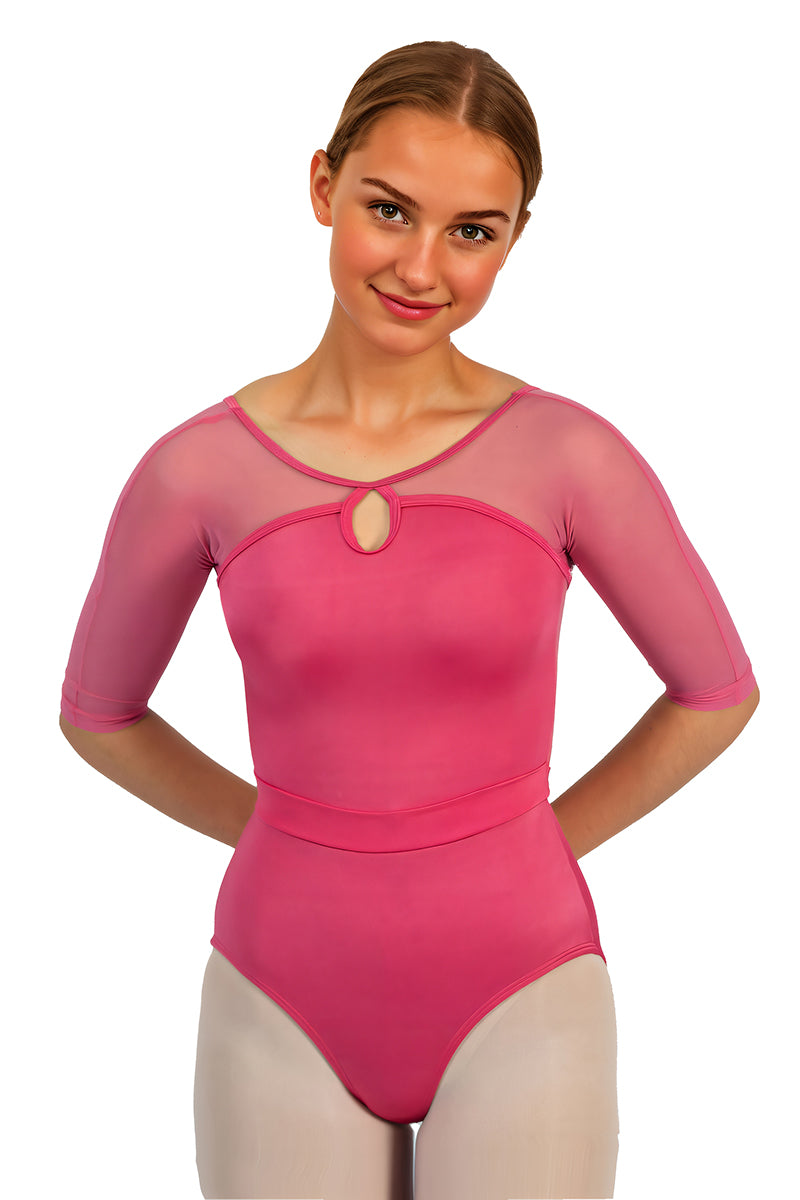 MESH 3/4 SLEEVE KEYHOLE LEOTARD