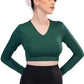 LONG SLEEVE V-NECK MIDRIFF TOP