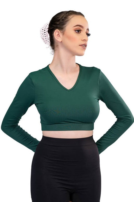 LONG SLEEVE V-NECK MIDRIFF TOP