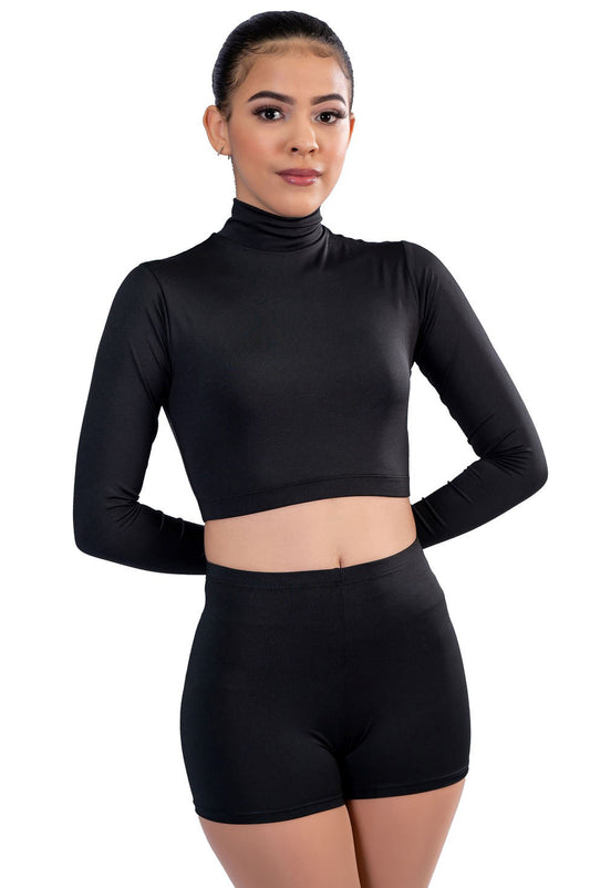 LONG SLEEVE TURTLENECK MIDRIFF TOP