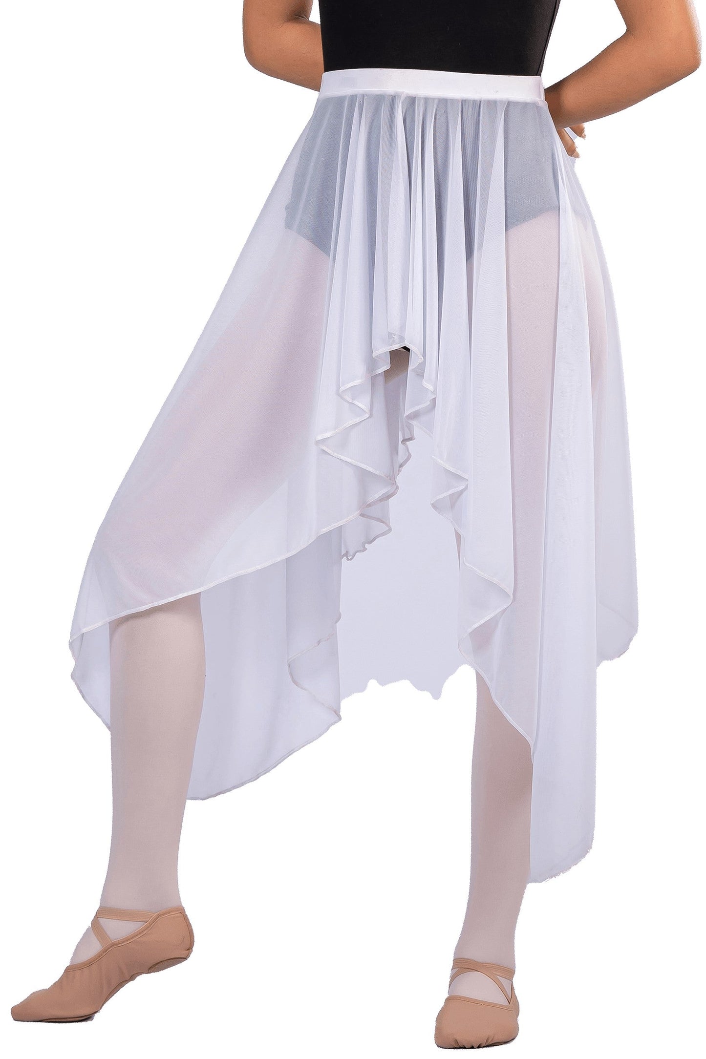 LONG FRONT TO SIDE DRAPEY CHIFFON SKIRT