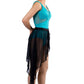 SIDE DIP ASYMMETRICAL PETAL FRONT SLIT CHIFFON SKIRT