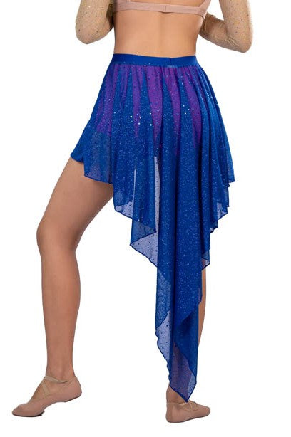 BACK TO SIDE DRAPEY SPARKLE CHIFFON SKIRT