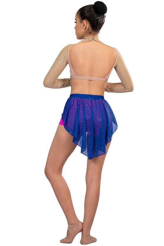 OPEN FRONT DRAPEY BACK SPARKLE CHIFFON SKIRT – Pozewear