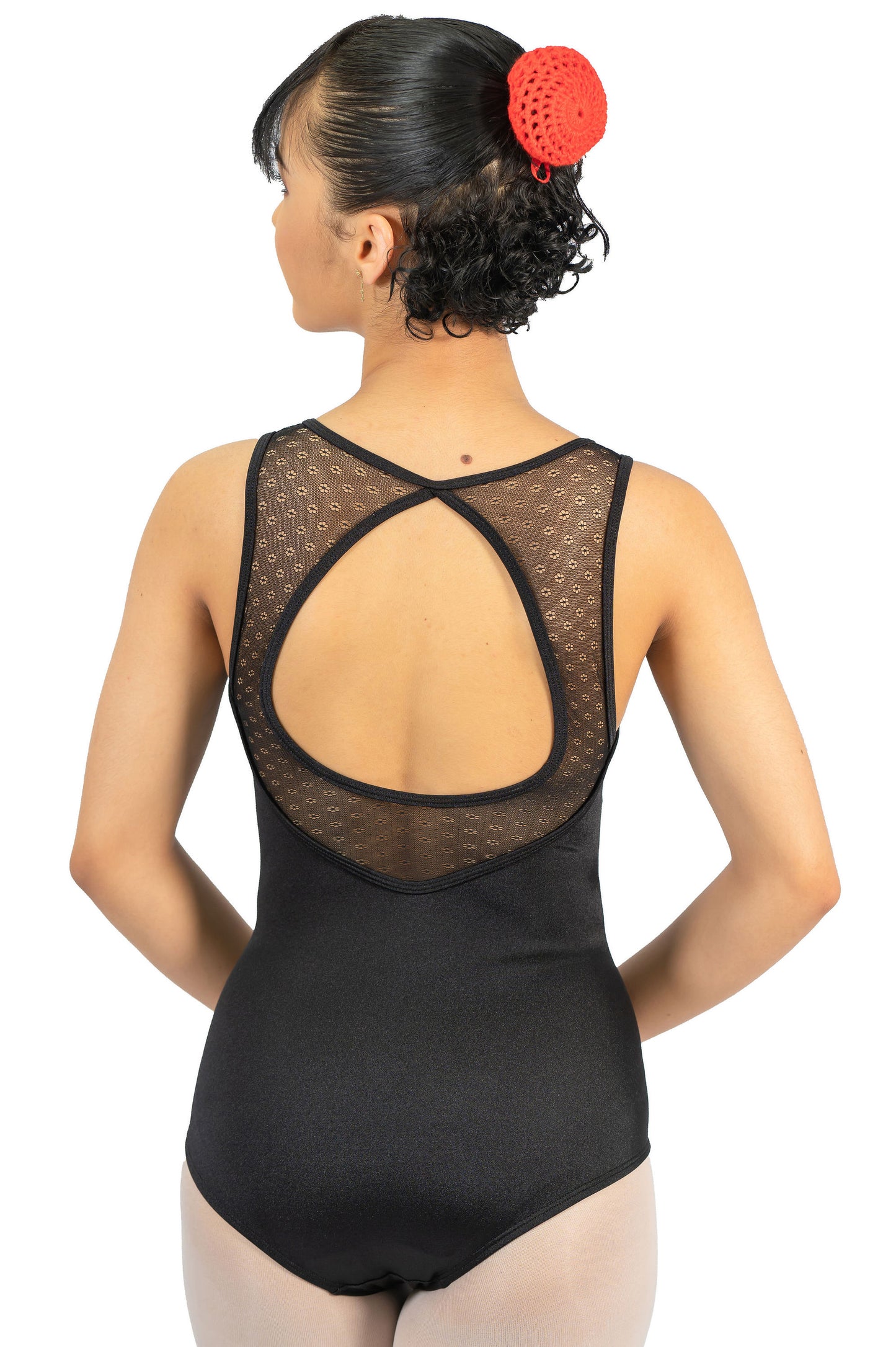 PETITE FLORAL MESH KEYHOLE BACK LEOTARD