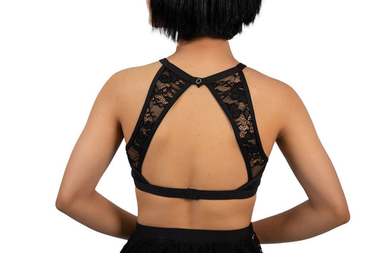 OPEN BACK SWEETHEART LACE FRONT BRA TOP